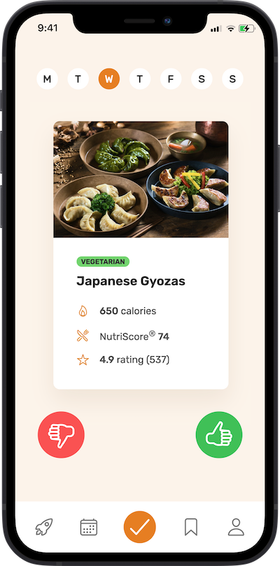 iphone app meal approving plan scree